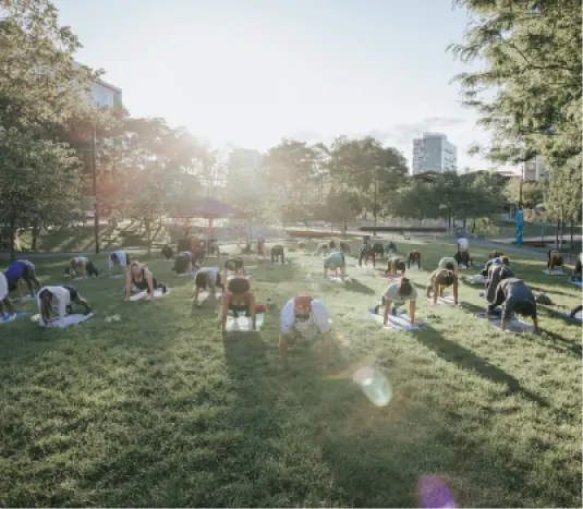 yoga class on the common